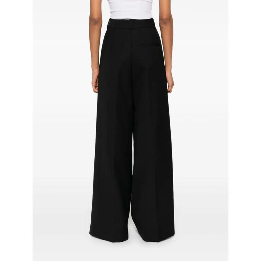 ANINE BING High-Waisted Pleated Wide-Leg Trousers Women BLACK Pants - Picture 5 of 5
